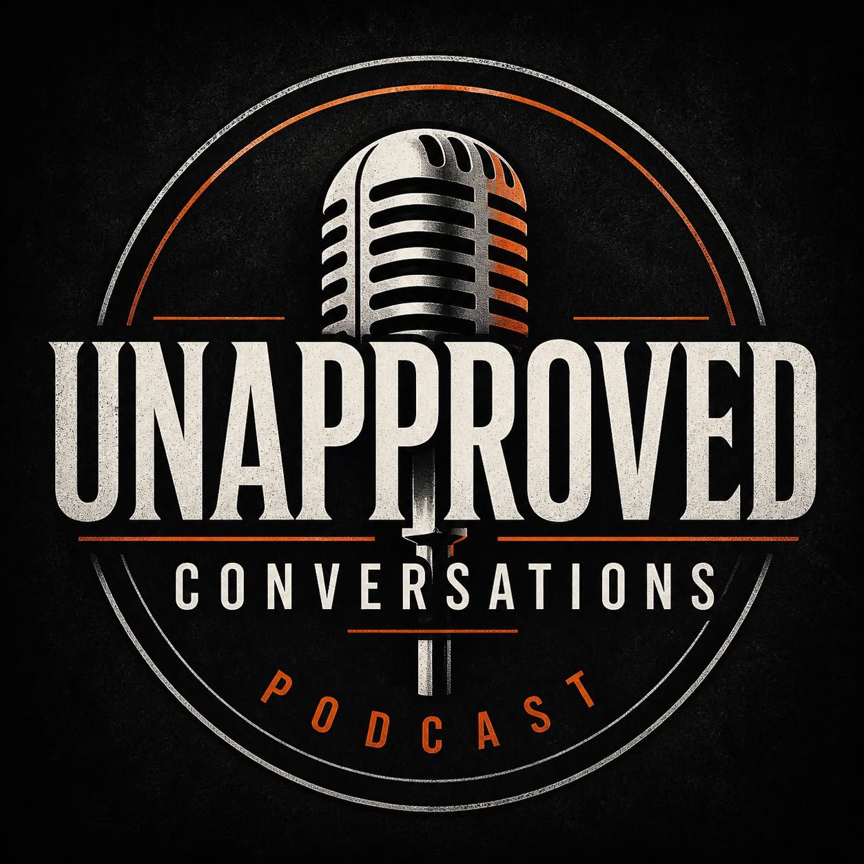 Unapproved Conversations Podcast — original pink and cyan show artwork